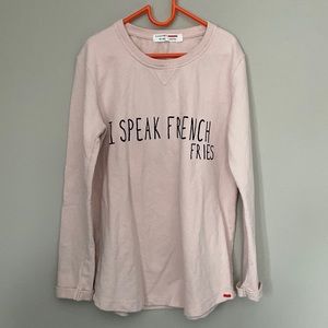 I Speak French Fries Pink Sweatshirt size 12-14y
